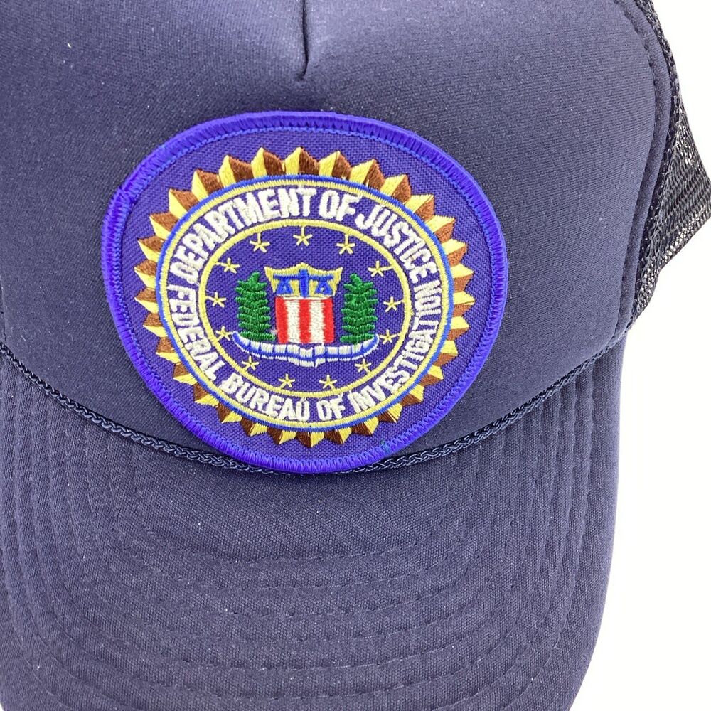 Vintage FBI Trucker Hat Nissin Blue Snapback Cap Federal Bureau Investigation - Picture 2 of 7